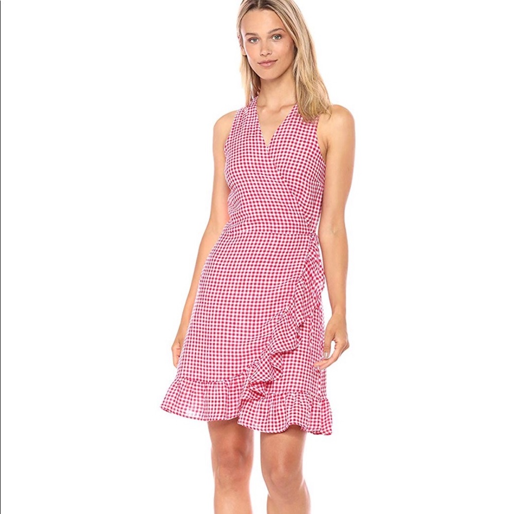 Rails Madison red gingham wrap mini dress prairie